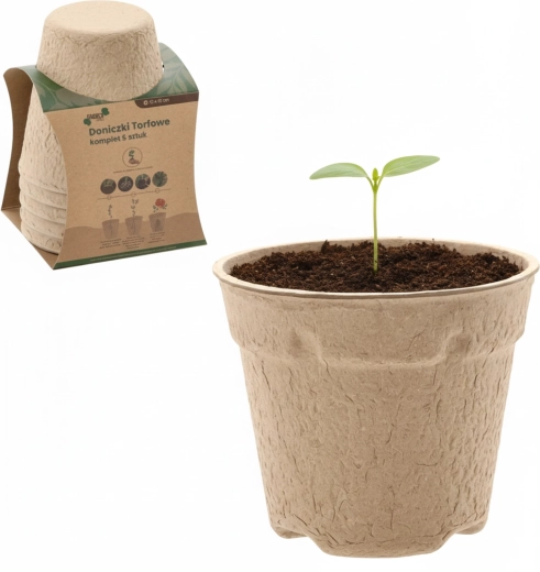 Zestaw 5 torfowych doniczek 10 × 10 cm