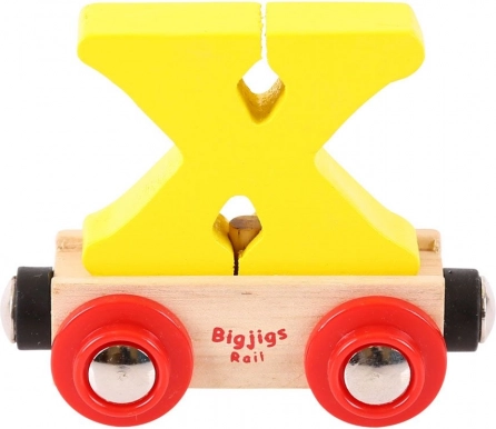 Drewniany wagonik z literą X - Bigjigs Rail