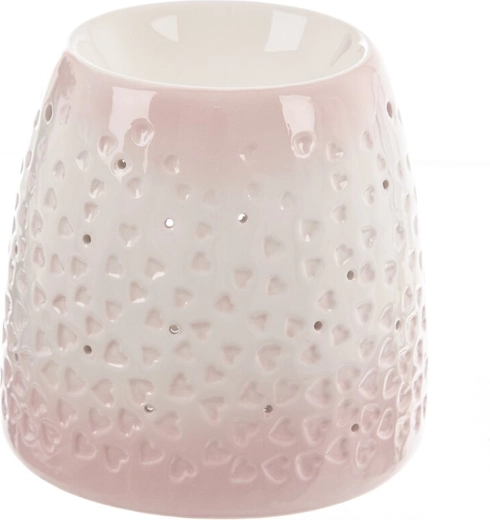 Ceramiczna kominek zapachowy serce różowo-biały 13 cm