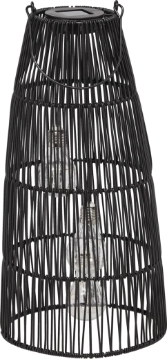 Solarny metalowy lampion czarny 47 cm