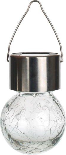 Solarna lampa wisząca HANG ze stali nierdzewnej i szkła, przezroczysta, 1 LED
