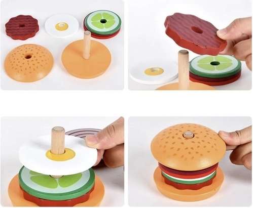 Układanie burgera ćwiczy małe rączki