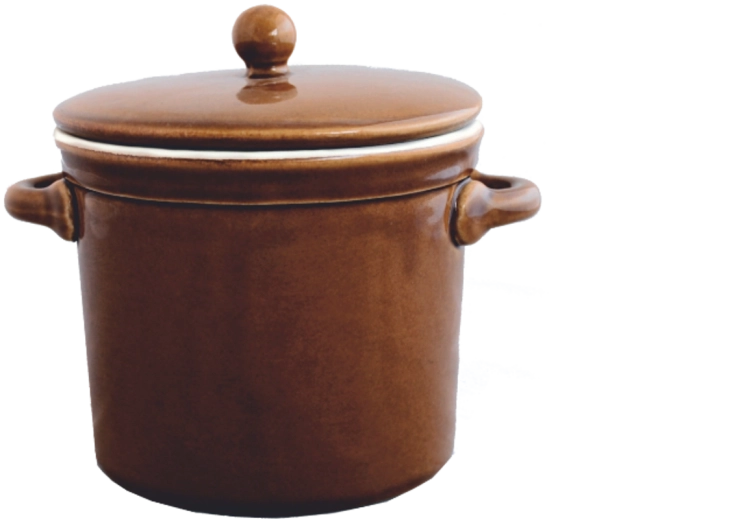 Ceramiczny garnek z pokrywką 1 l brązowy