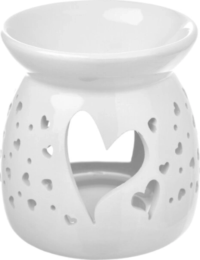 Porcelanowa kominek zapachowy z motywem serca, biały