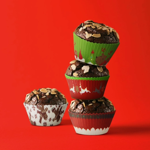Świąteczne papierowe papilotki do muffinów, 100 szt.