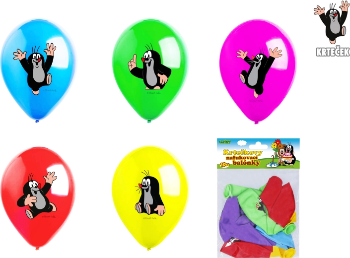 Balony do nadmuchiwania 30 cm Krecik – zestaw 10 szt., 5 wzorów