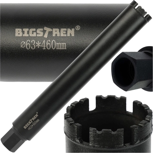 Diamentowa koronka rdzeniowa 63 × 450 mm BIGSTREN, gwint 1-1/4" UNC do betonu i kamienia
