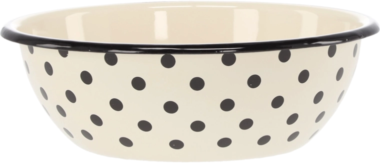 Emaliowana miska 1,5 l, średnica 20 cm, biała w kropki
