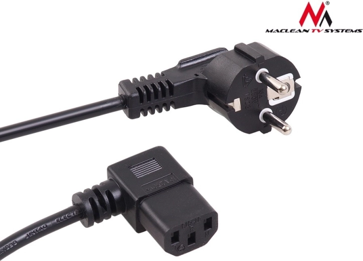 Kątowy kabel zasilający 3‑pin 3 m z wtyczką EU