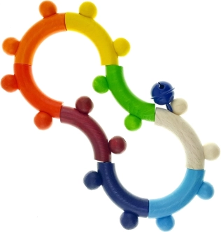 Hess grzechotka rozwijająca motorykę, kolorowe drewno
