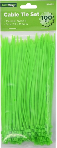 Opaski zaciskowe 150 × 2,5 mm, zielone (100 szt.)