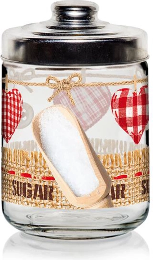 Szklany słoik z pokrywką Cerve Valentina 800 ml na cukier z sercem