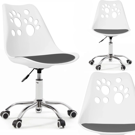 Ergonomiczne dziecięce obrotowe krzesło biurowe Bauerkraft biało-szare
