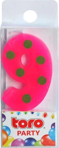 Świeczka tortowa cyfra 9 TORO, wtykana 4,5 cm