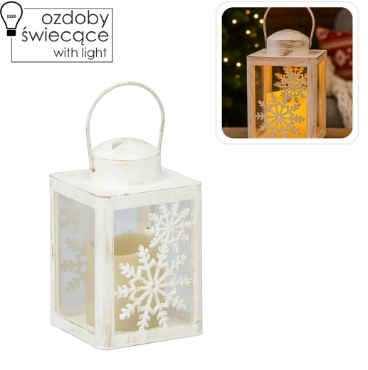 Bożonarodzeniowy lampion z LED-ową świeczką 10 × 10 × 17 cm – 1 szt.