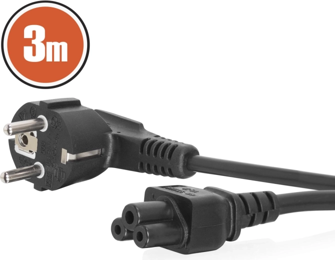Sieciowy kabel zasilający do laptopa IEC C5, 3 m