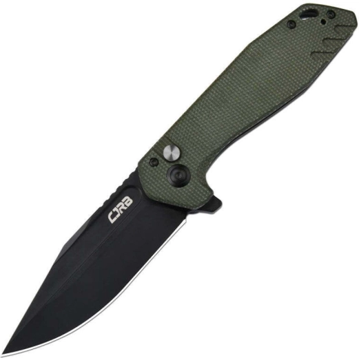Nóż składany kieszonkowy CJRB Riff Green, 8,8 cm, czarna powłoka PVD, zielona Micarta