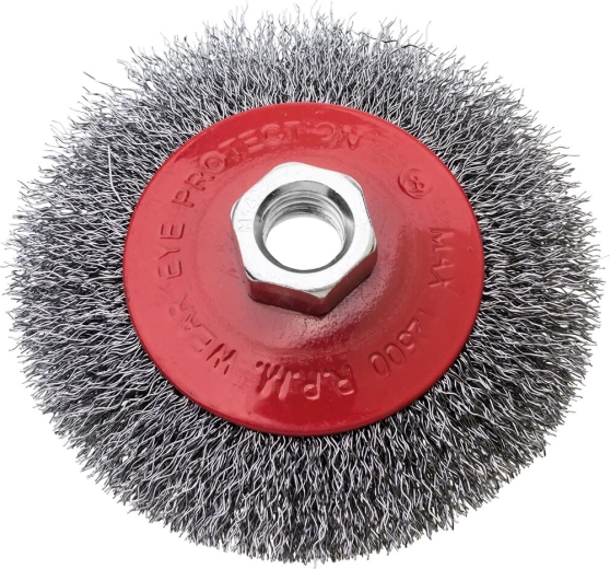 Szczotka miseczkowa stalowa 100 mm, drut 0,3 mm, gwint M14