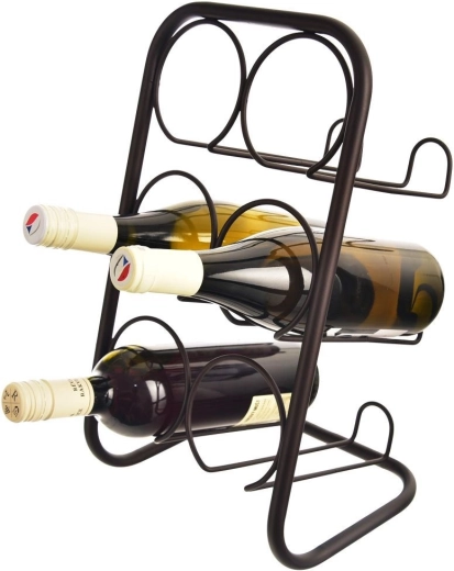 Czarny metalowy stojak na wino na 6 butelek