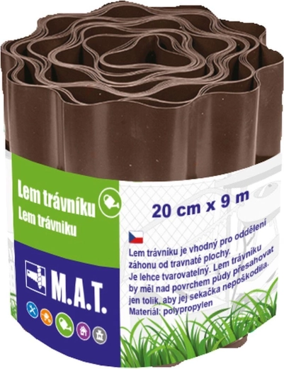 Plastowa krawędź trawnika 20 cm × 9 m, brązowa