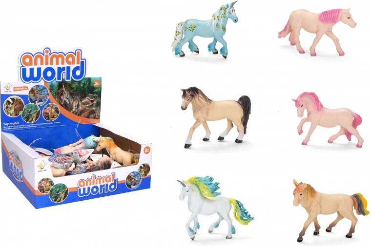 Figurka konia 13 cm - 1 sztuka – Mix kolorowych koni i jednorożców