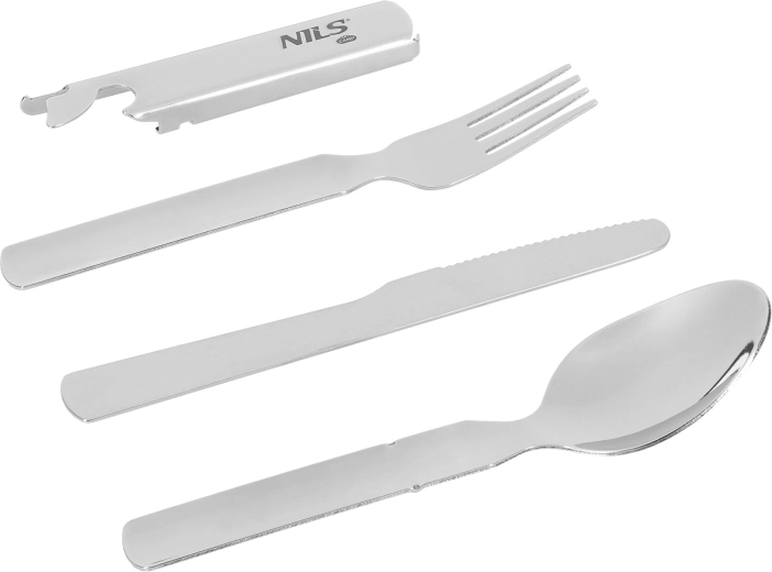 Podróżny zestaw sztućców ze stali nierdzewnej NILS Camp – kompaktowy zestaw na kemping