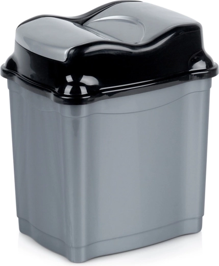 Plastikowy kosz na śmieci 5 l z uchylną pokrywą, szary