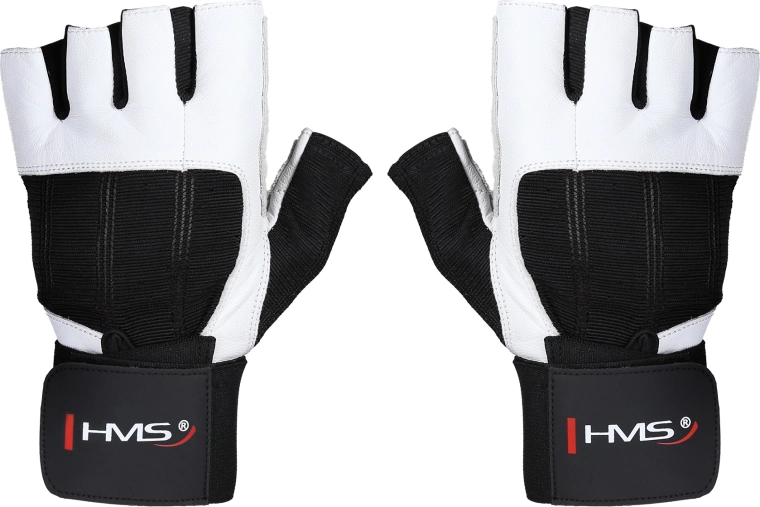 Rękawice fitness HMS ze wsparciem nadgarstka RST04 białe – XXL