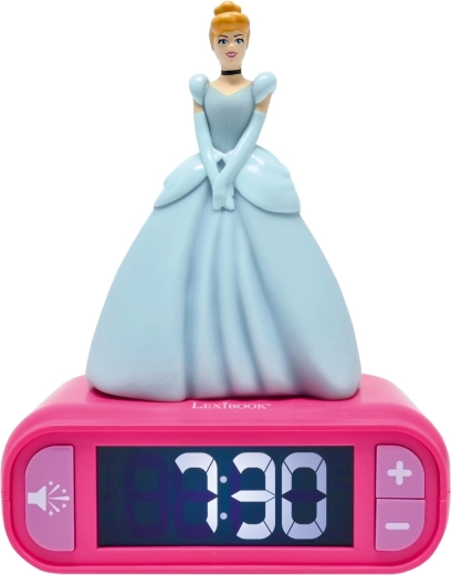 Budzik z trójwymiarowym światłem nocnym Disney Księżniczki Kopciuszek
