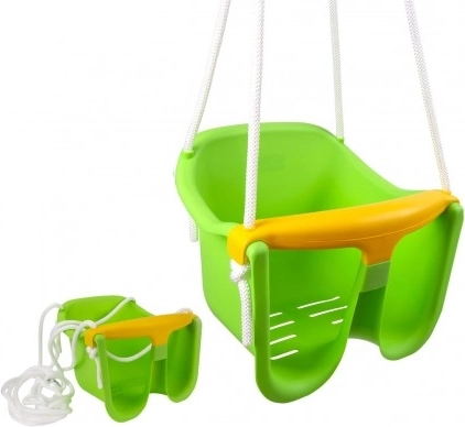 Dziecięca huśtawka Baby plastikowa z barierką bezpieczeństwa – Zielony