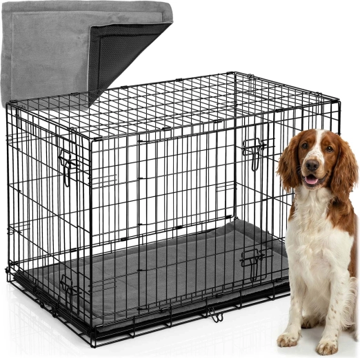 Metalowa klatka transportowa dla psa z materacem 91 × 57 × 62 cm, rozmiar M