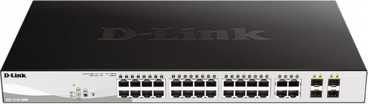 Przełącznik DGS-1210-28MP z 24 portami GE PoE+ i 4 portami SFP
