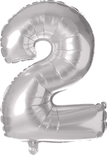 Foliowy balon TORO cyfra 2, 30 cm – Srebrny