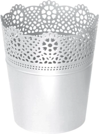 Doniczka z koronką LACE 13,5 cm biała
