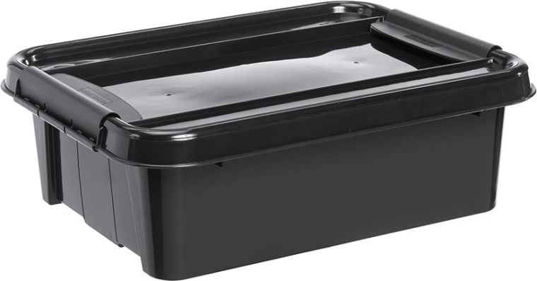 Pojemnik do przechowywania 21 l z pokrywą, czarny, tworzywo z recyklingu