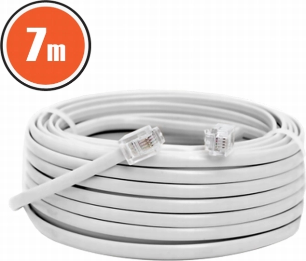Kabel telefoniczny 6P4C, 7 m, biały