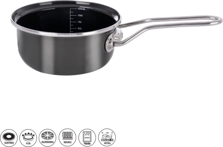 Emaliowany rondelek Orion Metalic 18 cm, 1,25 l