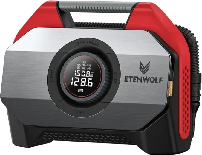 Kompresor samochodowy Etenwolf S6 z powerbankiem 19 200 mAh, 11,03 bar, czerwony