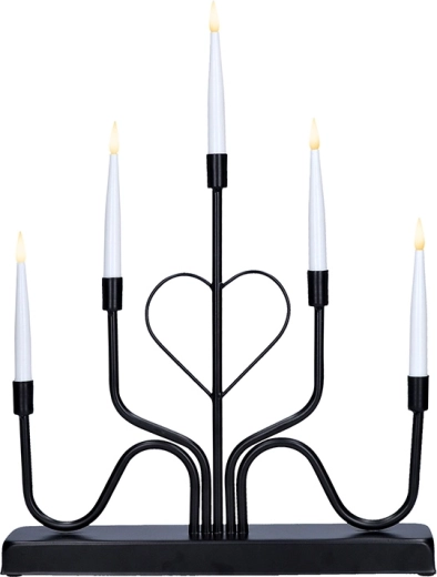 Solight LED metalowy świecznik 5-ramienny czarny 42 cm