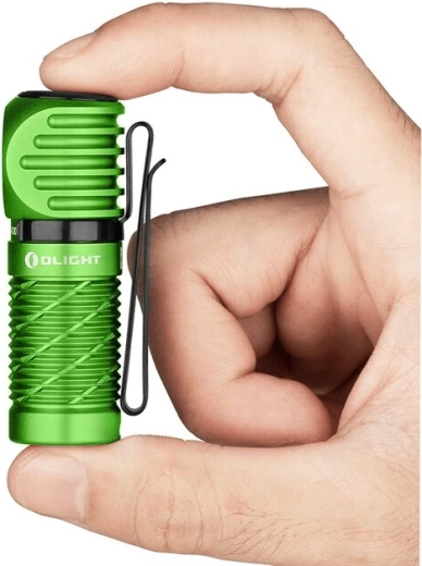 Kieszonkowa latarka czołowa i EDC OLIGHT Perun 2 Mini Lime Green z czerwonym światłem