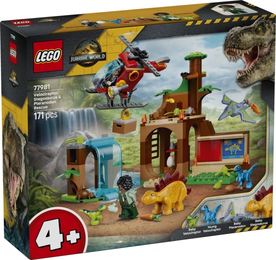 LEGO Jurassic World centrum ratunkowe z welociraptorami, stegozaurem i pteranodonem