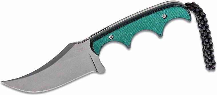 CRKT Minimalist Persian – mały nóż na szyję 7 cm, zielony, Micarta, pochwa z polipropylenu