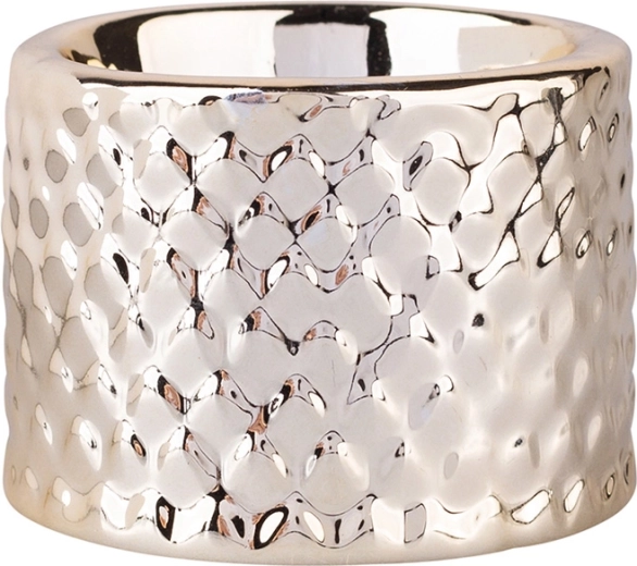 Porcelanowy świecznik na tealight z reliefem i złotym akcentem
