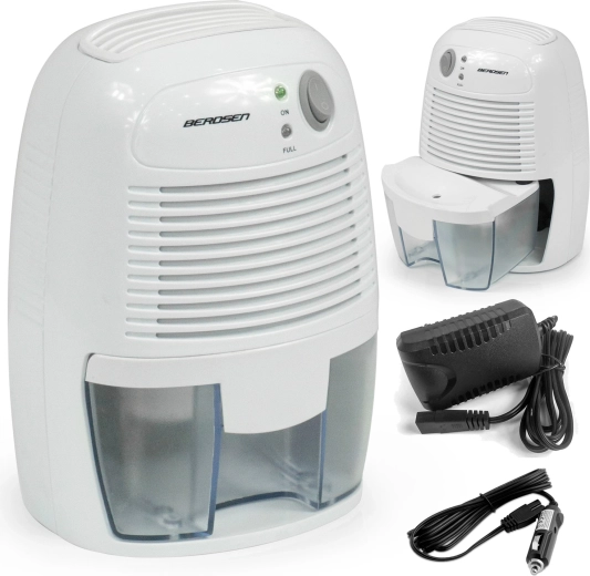 Berdsen mini osuszacz powietrza z adapterem samochodowym BR-68W biały