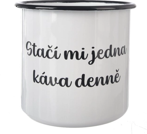 Emaliowany kubek „Jedna kawa” 1 l biały