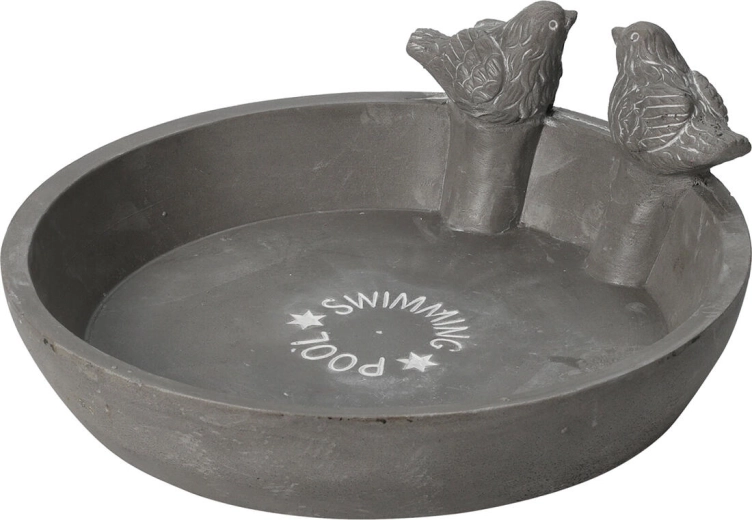 Poidło i kąpiel dla ptaków z ceramiki MgO, szare, 23,5 cm