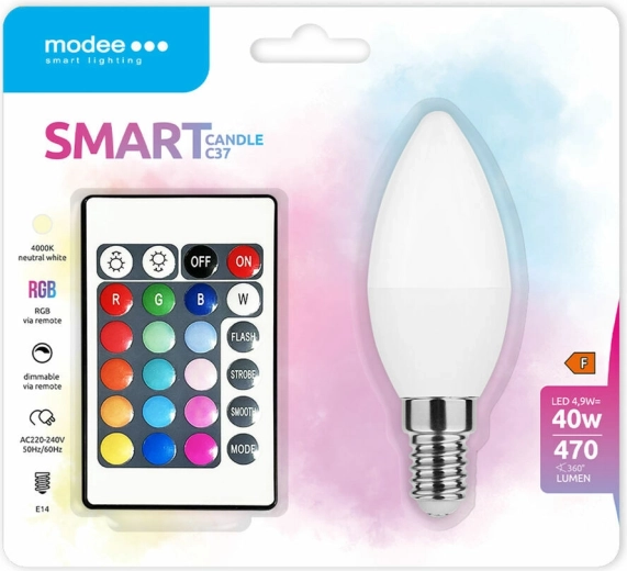Modee inteligentna żarówka LED Candle C35 4,9 W E14 RGB+W 470 lm z pilotem