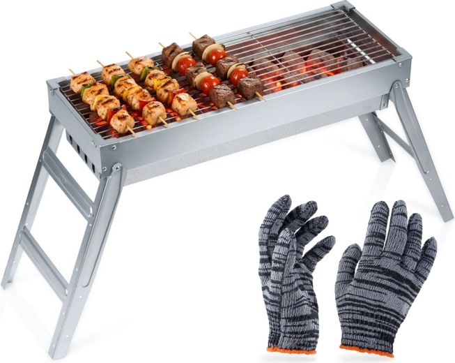 Vilde składany przenośny stalowy grill na węgiel drzewny 73 × 21 × 37 cm