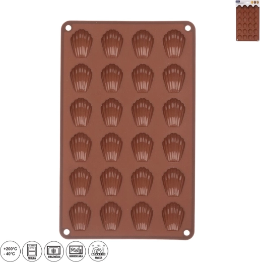 Silikonowa forma na mini muszelki 24 szt. brązowa