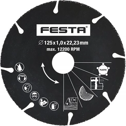 Uniwersalna tarcza tnąca 125 × 1,0 × 22,2 mm, węglikowa FESTA